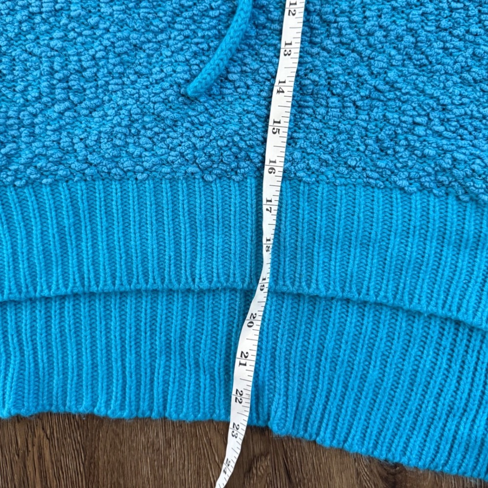 POL Teal Blue Popcorn Knit Hoodie Sweater Textured Oversized Pullover Small - Picture 8 of 8